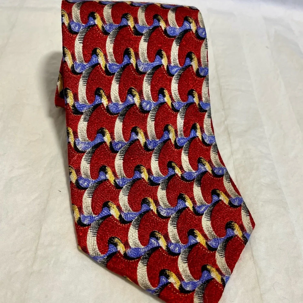 Robert Talbott Studio Preppy Classic Chic Print Necktie, Red + vibrant pattern.